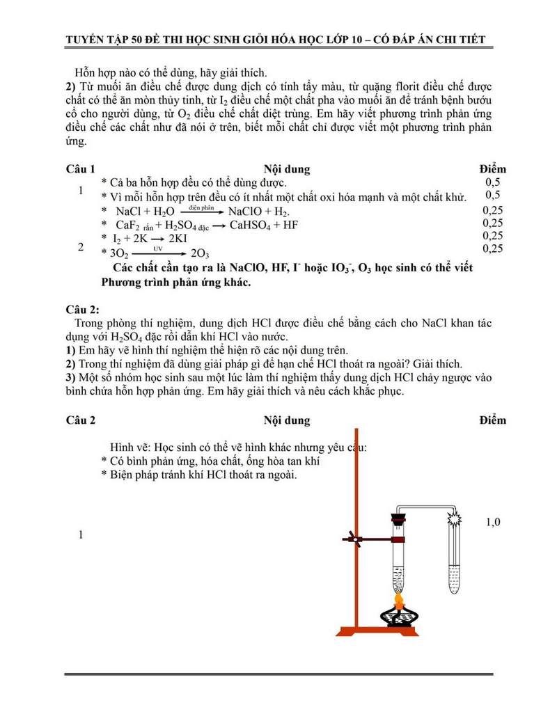 đáp án chuẩn đề thi hóa hsg 10