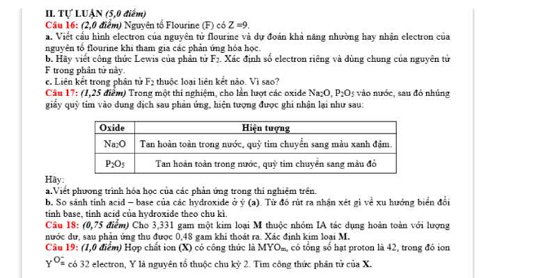 đề thi cuối kì 1 hóa 10 hot nhất