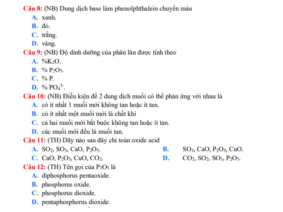 đề thi giữa học kì môn hóa