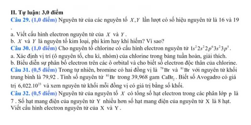 đề thi giữa kỳ 1 hóa 10