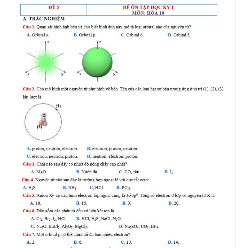 đề thi hóa cuối kig 1 lớp 10 chuẩn