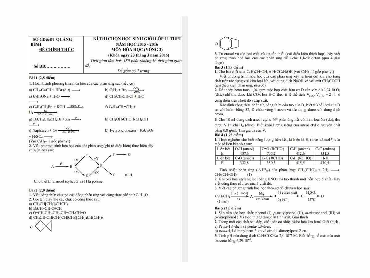 đề thi hsg hóa lớp 11 đề 5